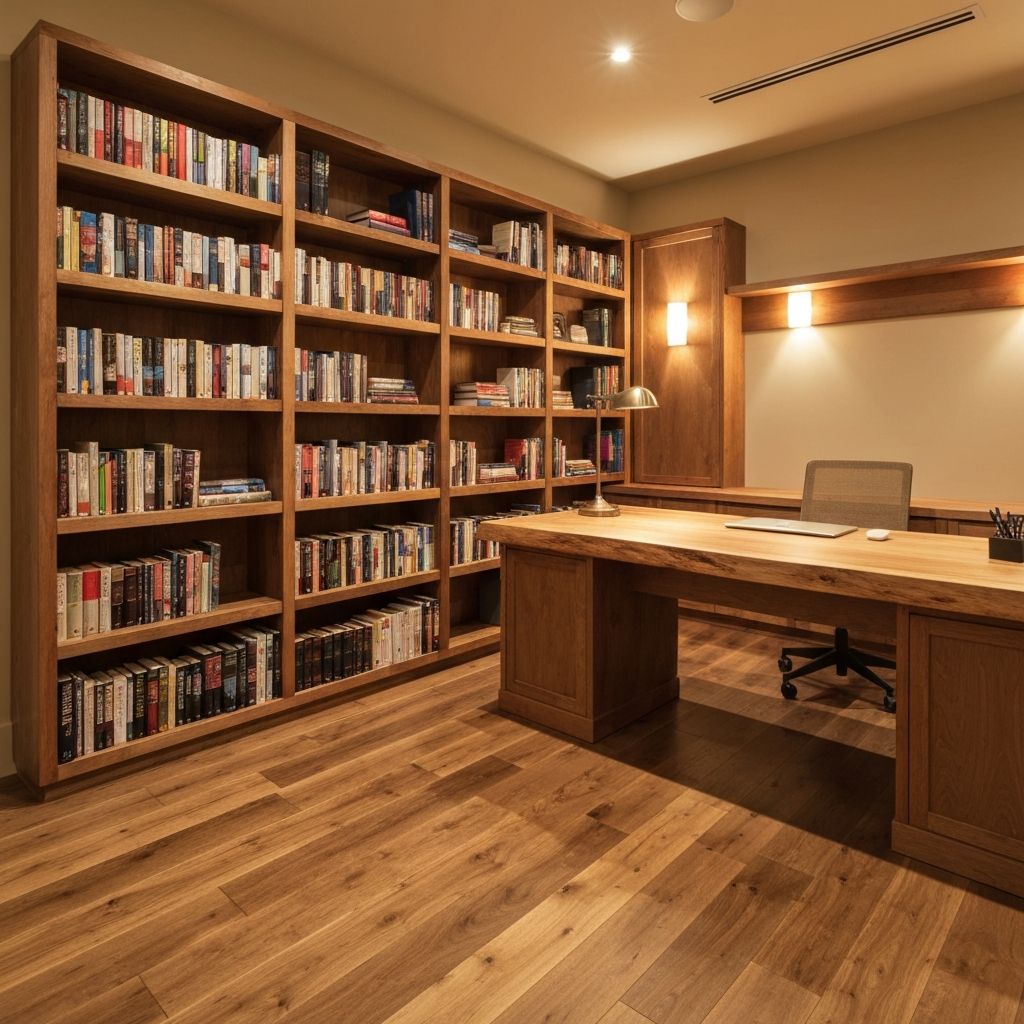 Hickory hardwood flooring in a home office